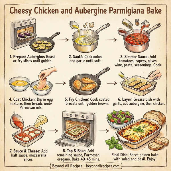 Cheesy Chicken and Aubergine Parmigiana Bake instructions