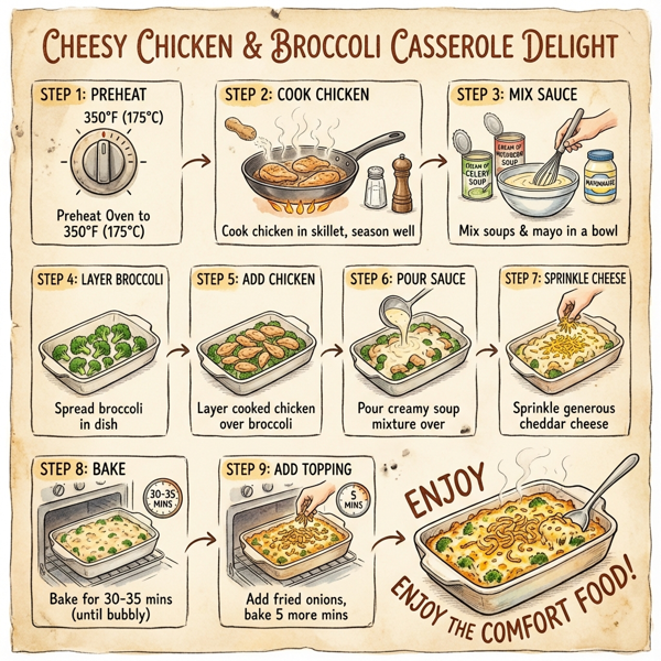 Cheesy Chicken and Broccoli Casserole Delight instructions