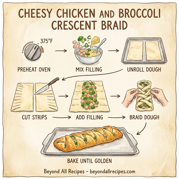 Cheesy Chicken and Broccoli Crescent Braid instructions