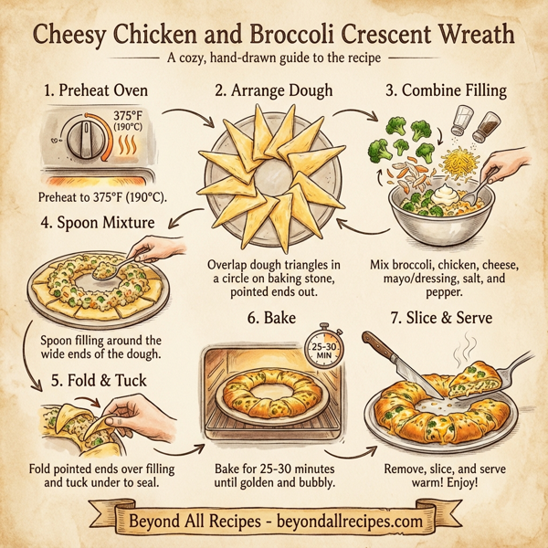 Cheesy Chicken and Broccoli Crescent Wreath instructions