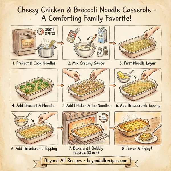 Cheesy Chicken and Broccoli Noodle Casserole instructions