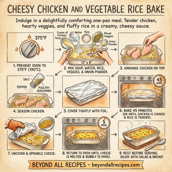 Cheesy Chicken and Vegetable Rice Bake instructions