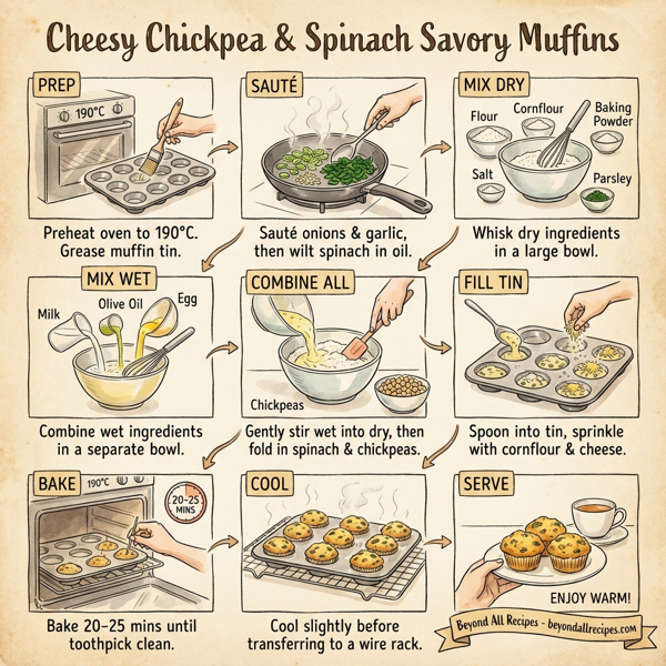 Cheesy Chickpea & Spinach Savory Muffins instructions