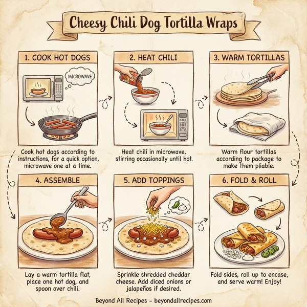 Cheesy Chili Dog Tortilla Wraps instructions