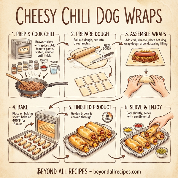 Cheesy Chili Dog Wraps instructions