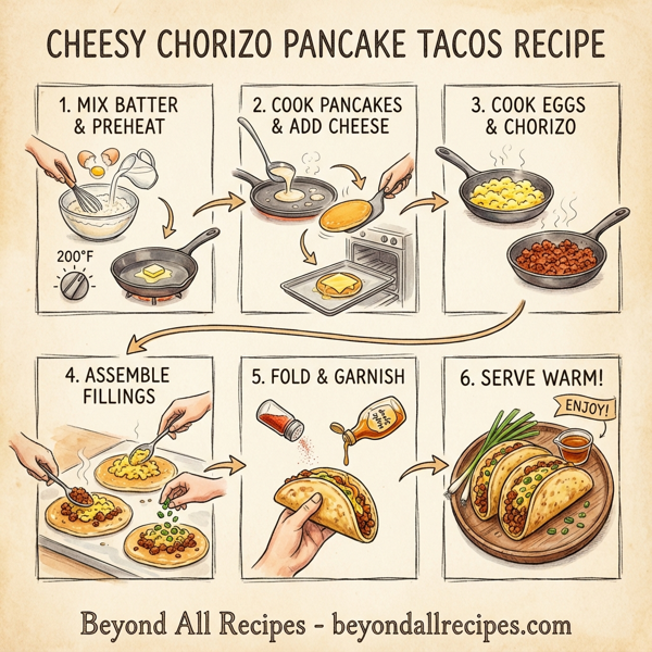 Cheesy Chorizo Pancake Tacos instructions