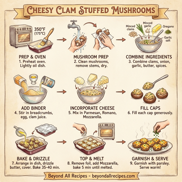 Cheesy Clam Stuffed Mushrooms instructions
