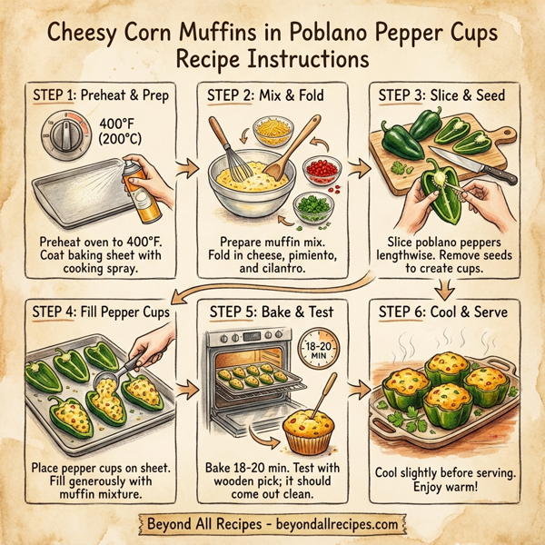 Cheesy Corn Muffins in Poblano Pepper Cups instructions