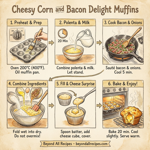 Cheesy Corn and Bacon Delight Muffins instructions