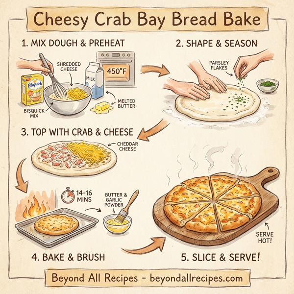 Cheesy Crab Bay Bread Bake instructions