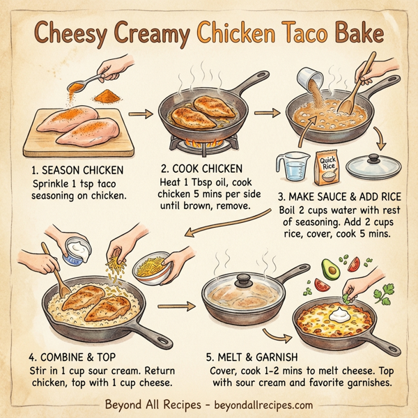 Cheesy Creamy Chicken Taco Bake instructions