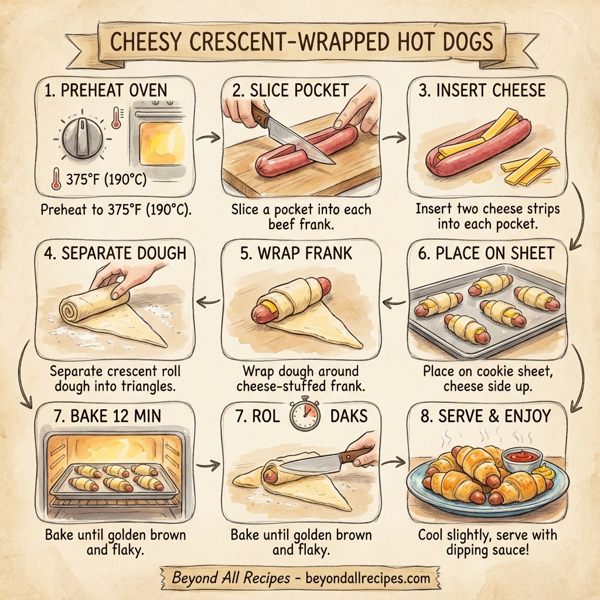 Cheesy Crescent-Wrapped Hot Dogs instructions