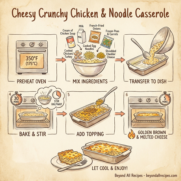 Cheesy Crunchy Chicken & Noodle Casserole instructions