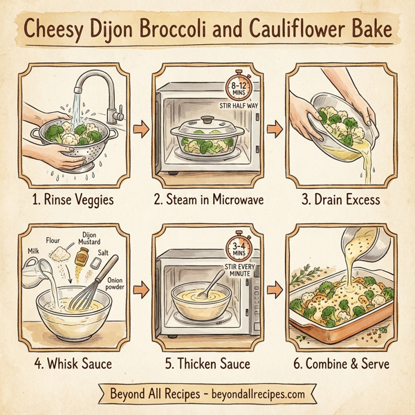 Cheesy Dijon Broccoli and Cauliflower Bake instructions