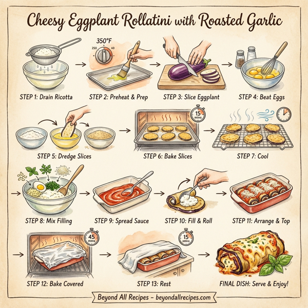 Cheesy Eggplant Rollatini with Roasted Garlic instructions