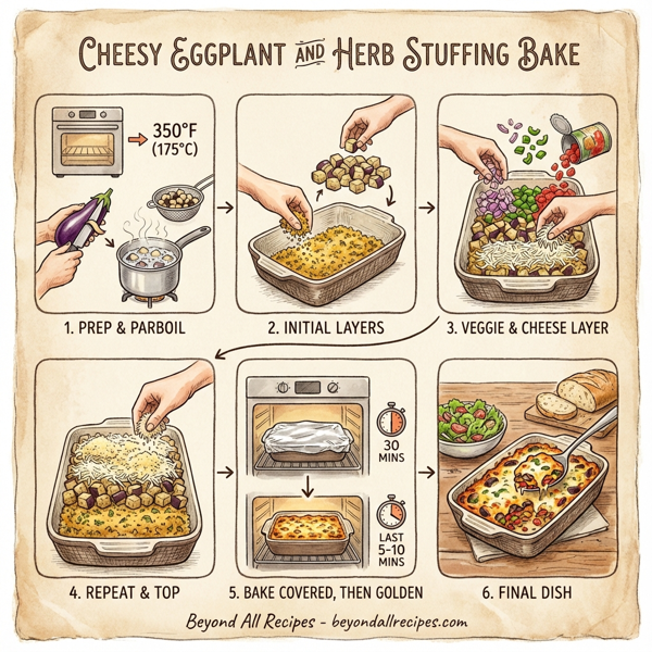 Cheesy Eggplant and Herb Stuffing Bake instructions