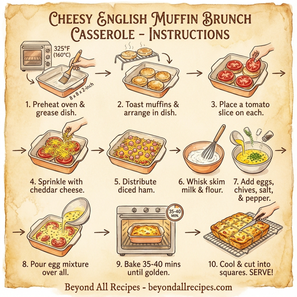 Cheesy English Muffin Brunch Casserole instructions