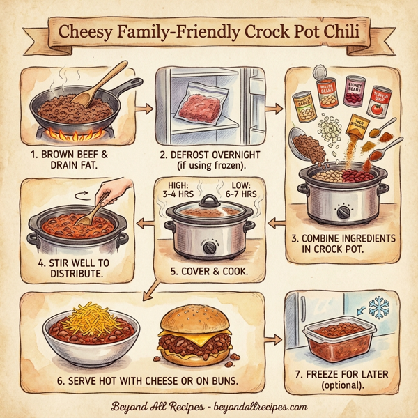 Cheesy Family-Friendly Crock Pot Chili instructions