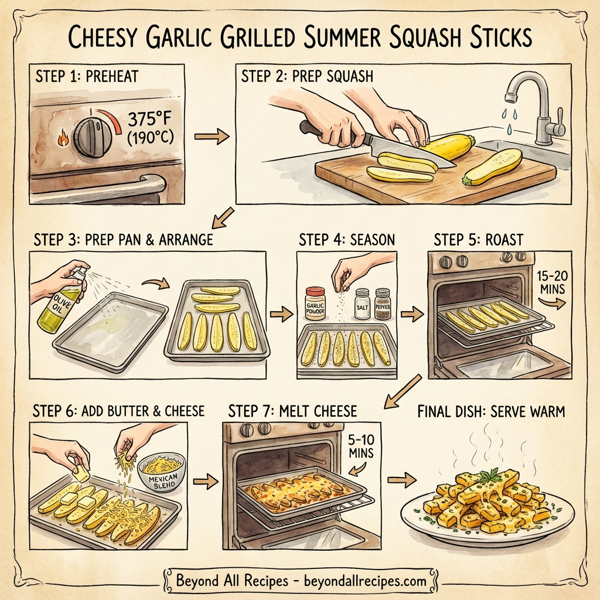 Cheesy Garlic Grilled Summer Squash Sticks instructions