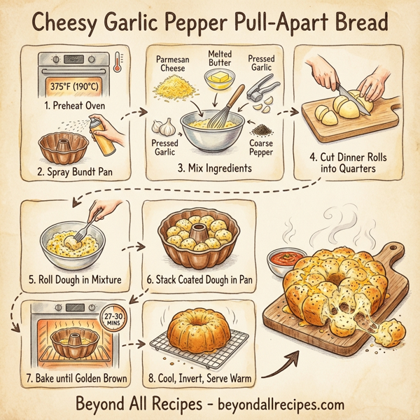 Cheesy Garlic Pepper Pull-Apart Bread instructions