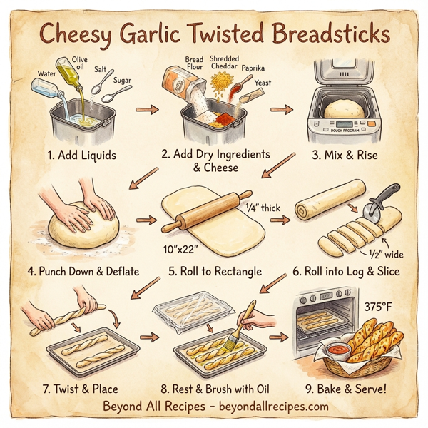 Cheesy Garlic Twisted Breadsticks instructions