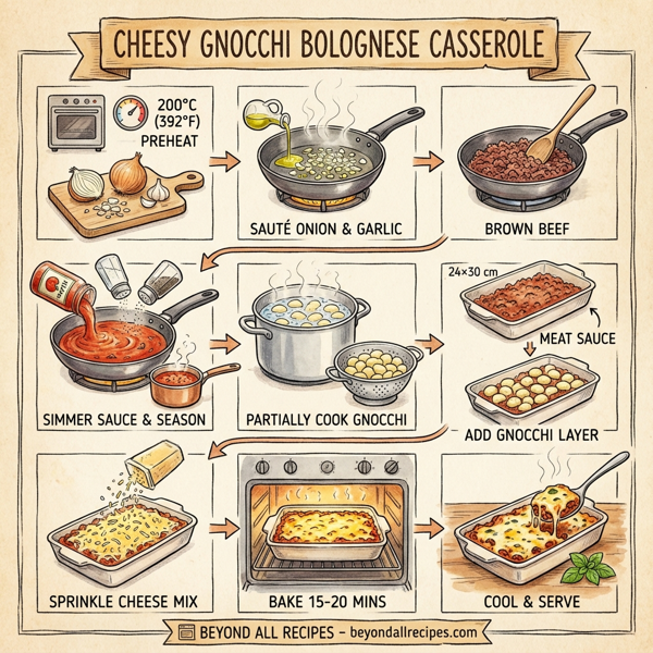 Cheesy Gnocchi Bolognese Casserole instructions