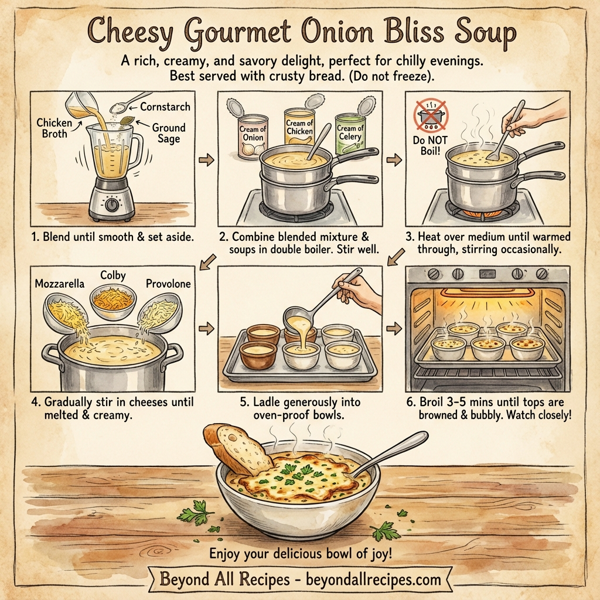 Cheesy Gourmet Onion Bliss Soup instructions