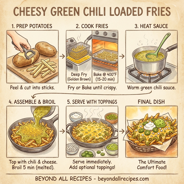 Cheesy Green Chili Loaded Fries instructions