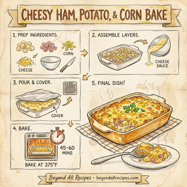 Cheesy Ham, Potato, and Corn Bake instructions