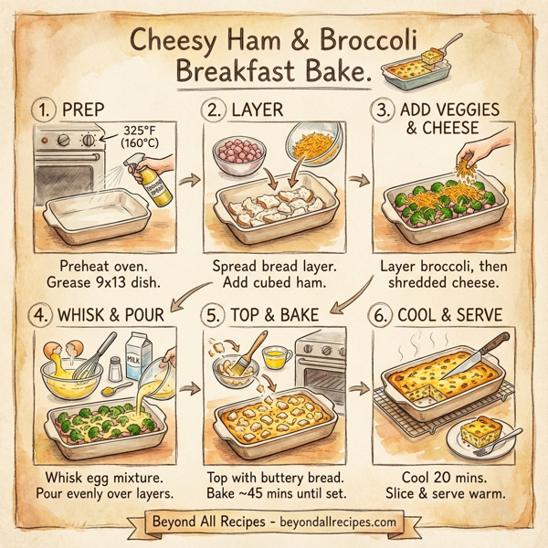 Cheesy Ham & Broccoli Breakfast Bake instructions