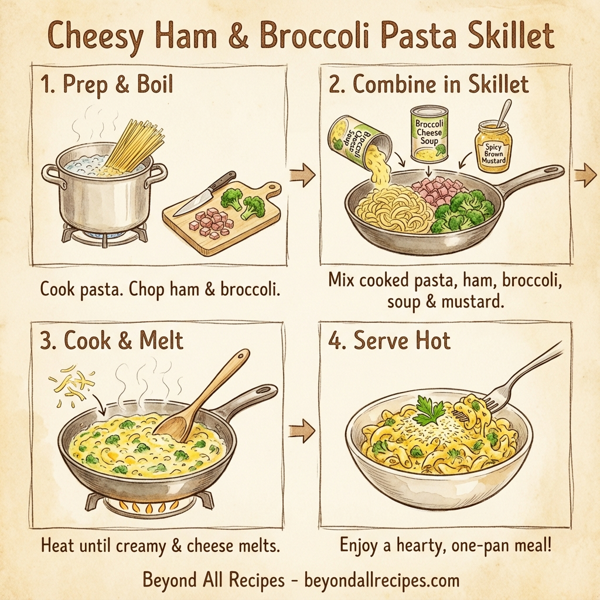 Cheesy Ham & Broccoli Pasta Skillet instructions