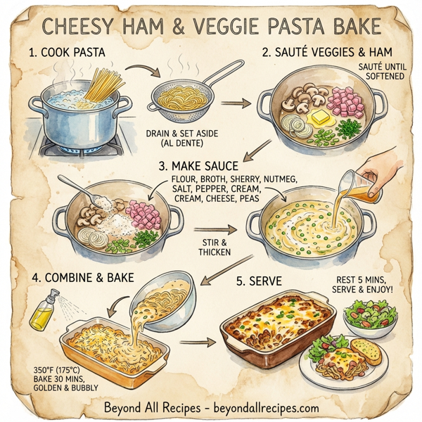Cheesy Ham & Veggie Pasta Bake instructions