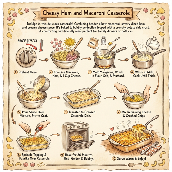 Cheesy Ham and Macaroni Casserole instructions