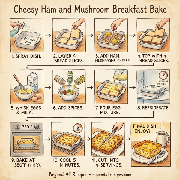 Cheesy Ham and Mushroom Breakfast Bake instructions