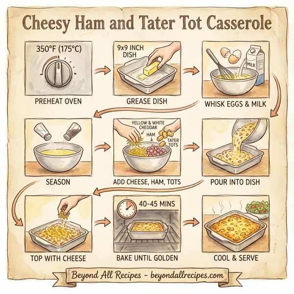Cheesy Ham and Tater Tot Casserole instructions