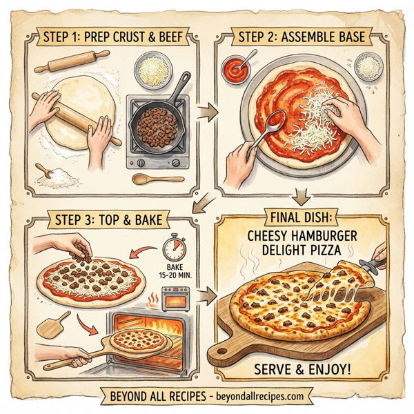 Cheesy Hamburger Delight Pizza instructions