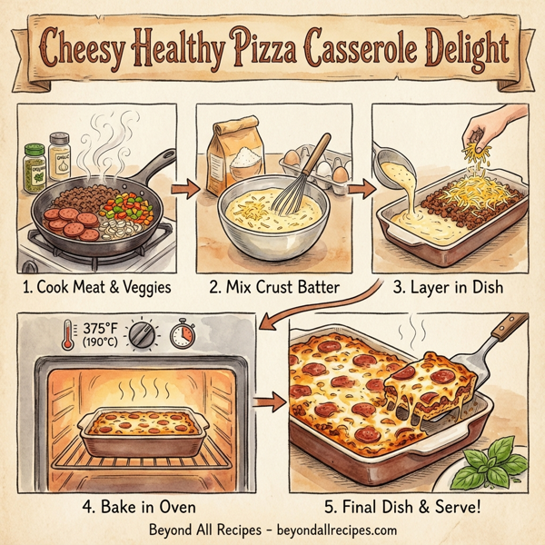 Cheesy Healthy Pizza Casserole Delight instructions