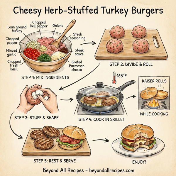 Cheesy Herb-Stuffed Turkey Burgers instructions