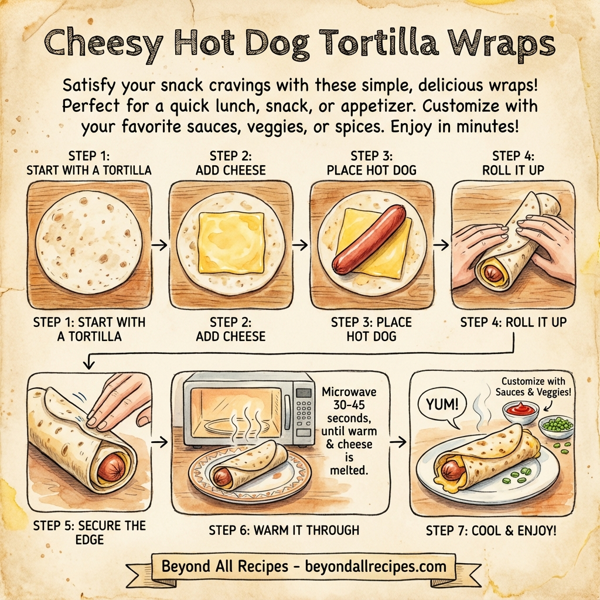 Cheesy Hot Dog Tortilla Wraps instructions