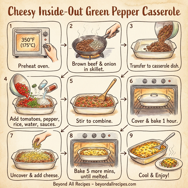 Cheesy Inside-Out Green Pepper Casserole instructions