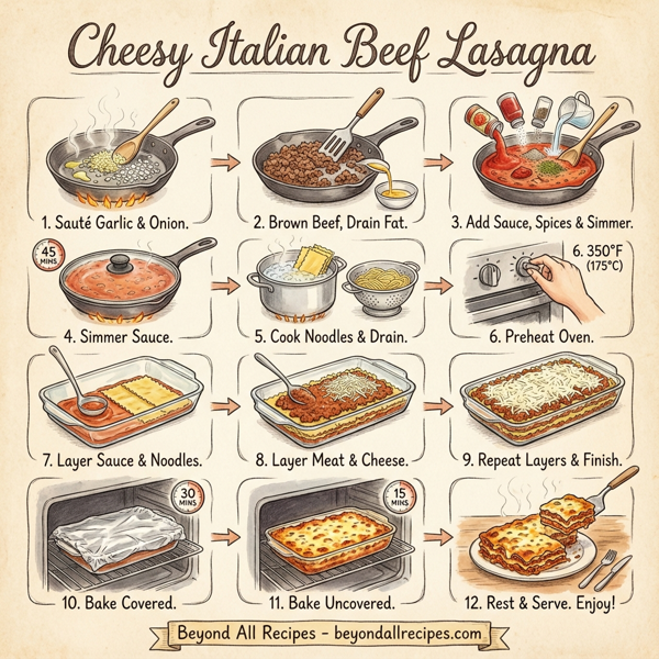 Cheesy Italian Beef Lasagna instructions