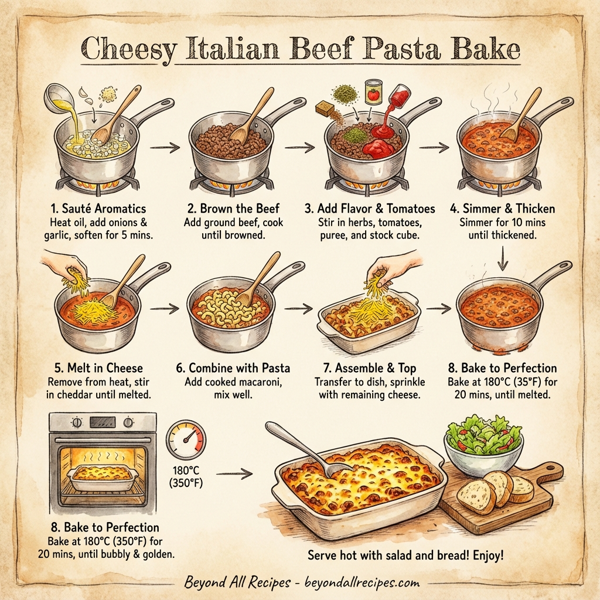 Cheesy Italian Beef Pasta Bake instructions