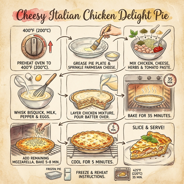 Cheesy Italian Chicken Delight Pie instructions