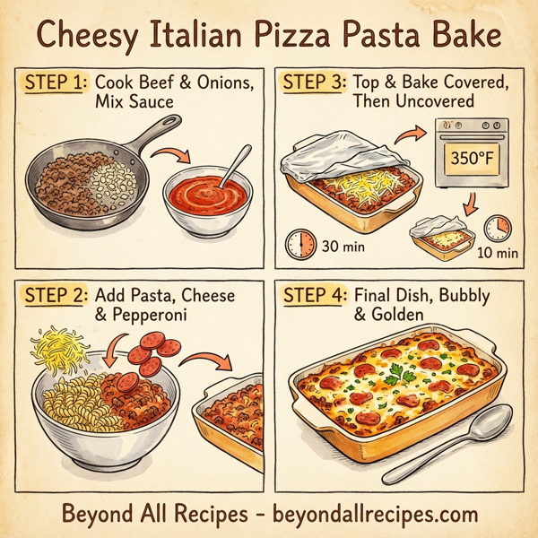 Cheesy Italian Pizza Pasta Bake instructions
