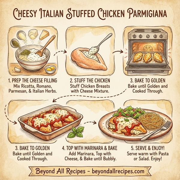 Cheesy Italian Stuffed Chicken Parmigiana instructions