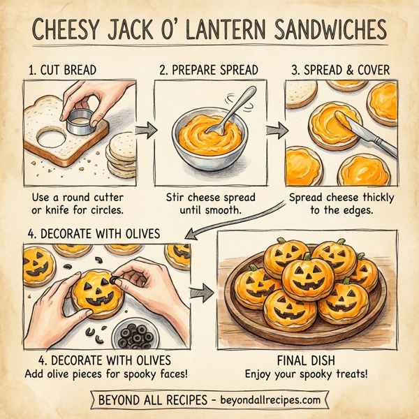 Cheesy Jack O' Lantern Sandwiches instructions