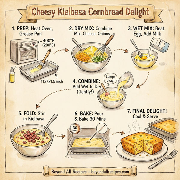 Cheesy Kielbasa Cornbread Delight instructions