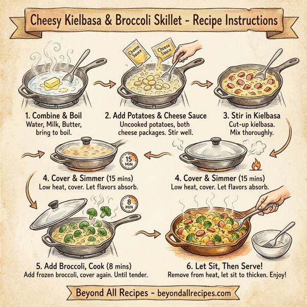 Cheesy Kielbasa & Broccoli Skillet instructions