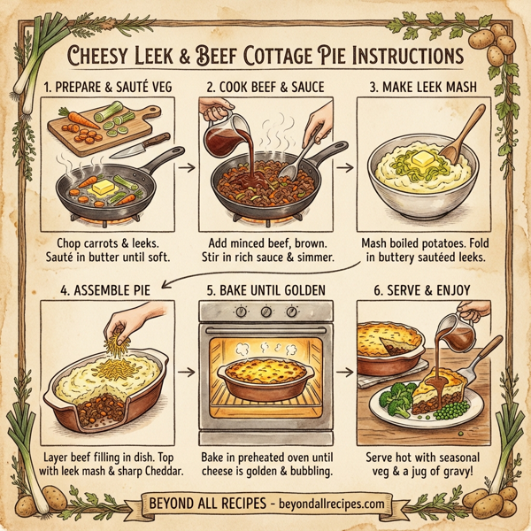 Cheesy Leek & Beef Cottage Pie instructions