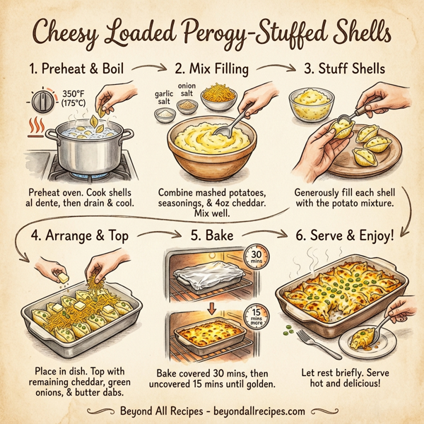 Cheesy Loaded Perogy-Stuffed Shells instructions